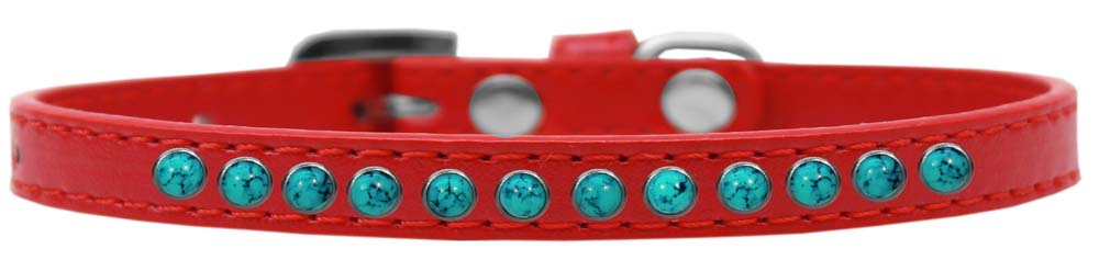 Southwest Turquoise Pearl Size 10 Red Puppy Collar